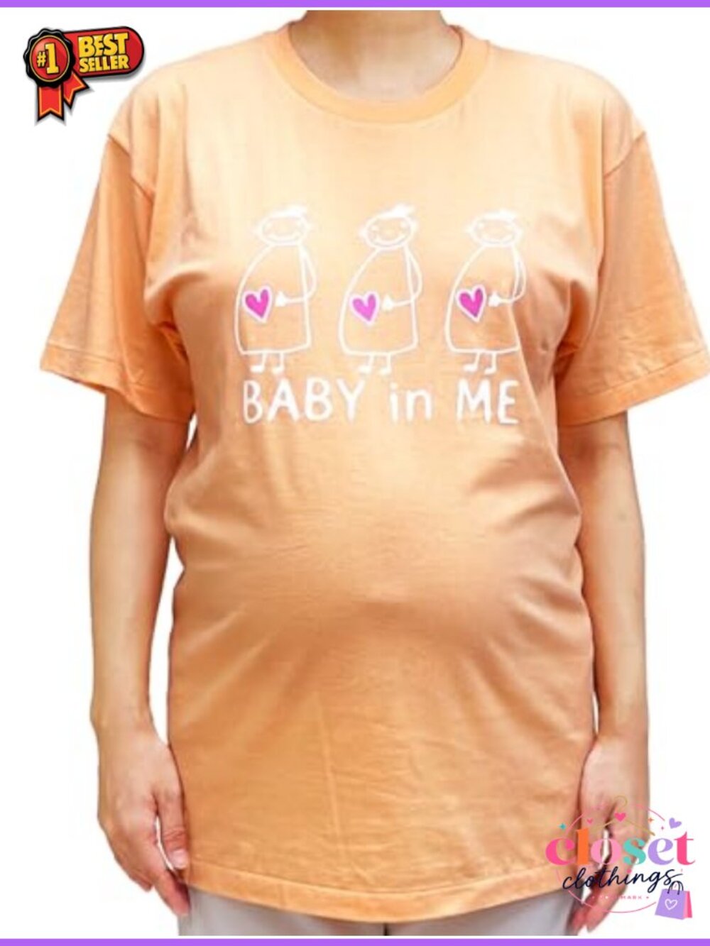 Maternity Cotton Crewneck Short Sleeve T-Shirt Made in Japan